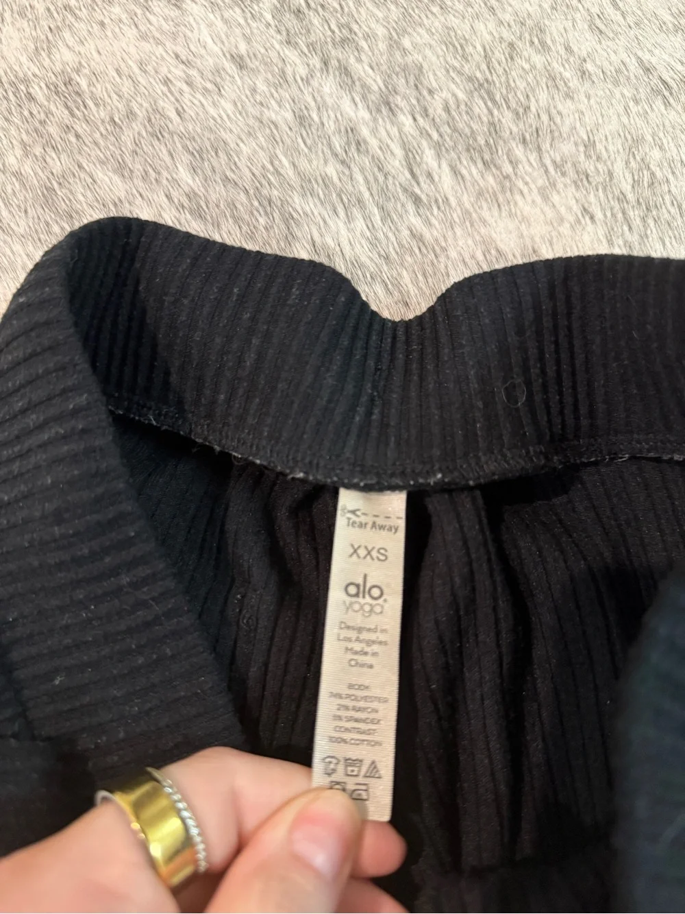 ALO Yoga Black Ribbed Slim Joggers with Drawstring